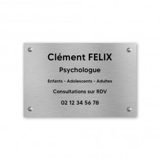 Plaque professionnelle personnalisée en PVC pour psychologue, sophrologue - 1 à 5 lignes de texte - Format 30 x 20 cm