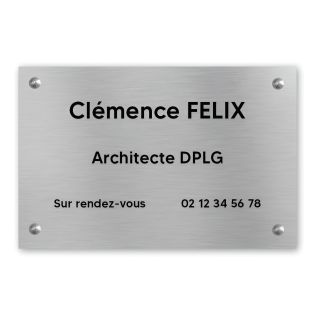 Plaque professionnelle personnalisée en PVC pour architecte, cabinet d'architecture - 1 à 5 lignes de texte - Format 30 x 20 cm