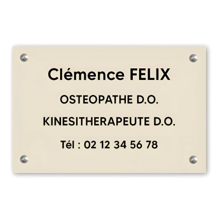 Plaque professionnelle personnalisée en PVC pour ostéopathe, kiné - Gravure sur 1 à 5 lignes - Format 30 x 20 cm