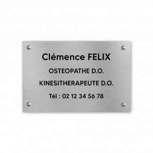 Plaque professionnelle personnalisée en PVC pour ostéopathe, kiné - Gravure sur 1 à 5 lignes - Format 30 x 20 cm