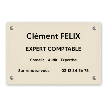 Plaque professionnelle personnalisée en PVC pour expert comptable - Gravure laser sur 1 à 5 lignes - Format 30 x 20 cm