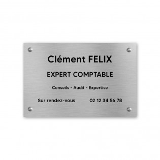 Plaque professionnelle personnalisée en PVC pour expert comptable - Gravure laser sur 1 à 5 lignes - Format 30 x 20 cm