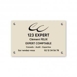 Plaque professionnelle personnalisée en PVC avec logo pour expert comptable - Format 30 cm x 20 cm