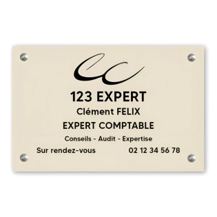 Plaque professionnelle personnalisée en PVC avec logo pour expert comptable - Format 30 cm x 20 cm
