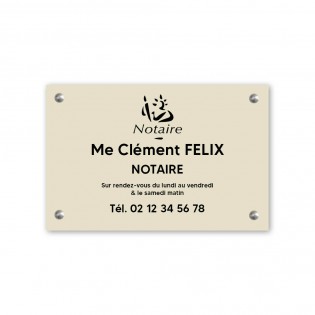 Plaque professionnelle personnalisée avec logo pour notaire, office notarial - Plaque PVC - Format 30 cm x 20 cm