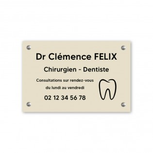 Plaque professionnelle personnalisée avec logo pour dentiste, chirurgien dentiste - Plaque PVC - Format 30 cm x 20 cm