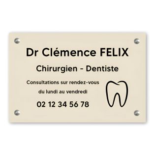 Plaque professionnelle personnalisée avec logo pour dentiste, chirurgien dentiste - Plaque PVC - Format 30 cm x 20 cm