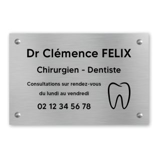 Plaque professionnelle personnalisée avec logo pour dentiste, chirurgien dentiste - Plaque PVC - Format 30 cm x 20 cm