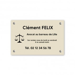 Plaque professionnelle personnalisée avec logo pour avocat, société d'avocats - Plaque PVC - Format 30 cm x 20 cm