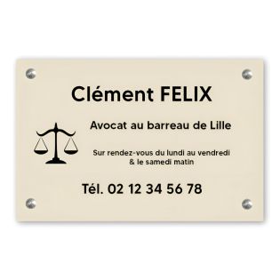 Plaque professionnelle personnalisée avec logo pour avocat, société d'avocats - Plaque PVC - Format 30 cm x 20 cm