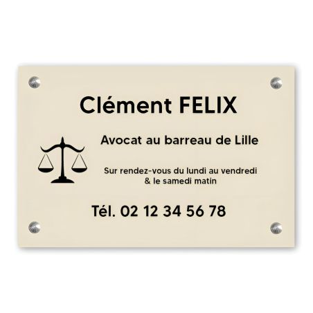 Plaque professionnelle personnalisée avec logo pour avocat, société d'avocats - Plaque PVC - Format 30 cm x 20 cm