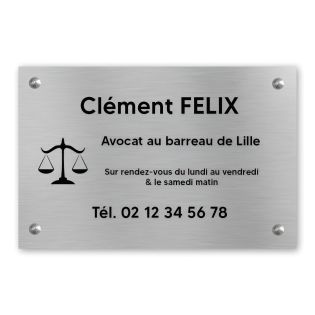 Plaque professionnelle personnalisée avec logo pour avocat, société d'avocats - Plaque PVC - Format 30 cm x 20 cm