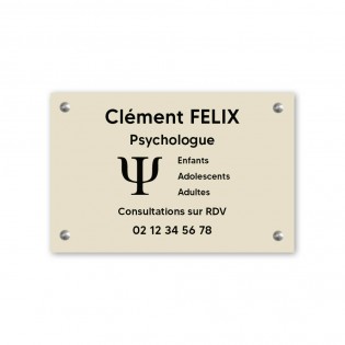 Plaque professionnelle personnalisée avec logo en PVC pour psychologue - 1 à 5 lignes de texte - 30 cm x 20 cm