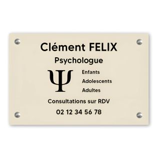 Plaque professionnelle personnalisée avec logo en PVC pour psychologue - 1 à 5 lignes de texte - 30 cm x 20 cm
