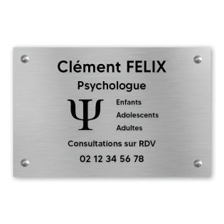 Plaque professionnelle personnalisée avec logo en PVC pour psychologue - 1 à 5 lignes de texte - 30 cm x 20 cm