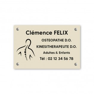 Plaque professionnelle personnalisée avec logo en PVC pour ostéopathe, kiné - Format 30 cm x 20 cm