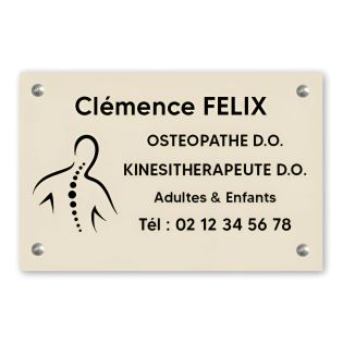 Plaque professionnelle personnalisée avec logo en PVC pour ostéopathe, kiné - Format 30 cm x 20 cm