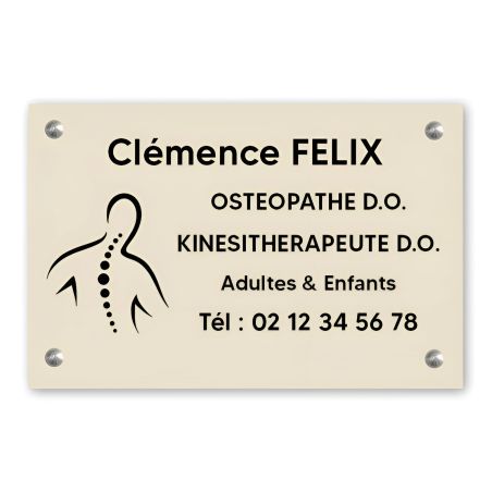 Plaque professionnelle personnalisée avec logo en PVC pour ostéopathe, kiné - Format 30 cm x 20 cm