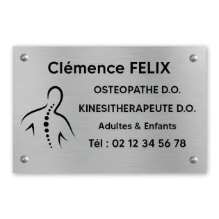 Plaque professionnelle personnalisée avec logo en PVC pour ostéopathe, kiné - Format 30 cm x 20 cm