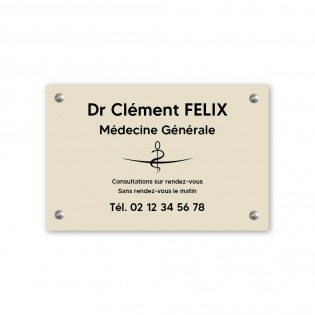 Plaque professionnelle personnalisée avec logo en PVC pour médecin - Format 30 cm x 20 cm