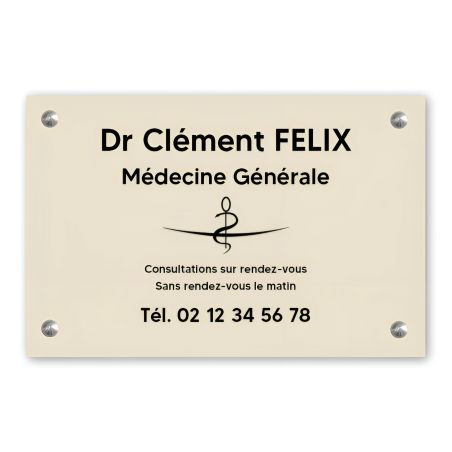 Plaque professionnelle personnalisée avec logo en PVC pour médecin - Format 30 cm x 20 cm