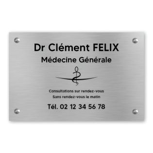 Plaque professionnelle personnalisée avec logo en PVC pour médecin - Format 30 cm x 20 cm