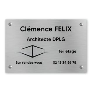Plaque professionnelle personnalisée avec logo en PVC pour architecte, cabinet d'architecture - Format 30 cm x 20 cm