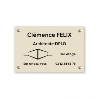 Plaque professionnelle personnalisée avec logo en PVC pour architecte, cabinet d'architecture - Format 30 cm x 20 cm