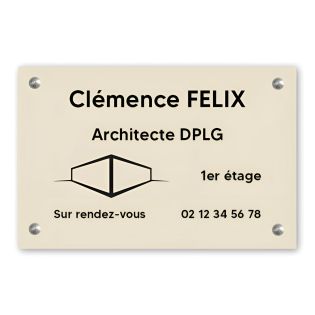 Plaque professionnelle personnalisée avec logo en PVC pour architecte, cabinet d'architecture - Format 30 cm x 20 cm