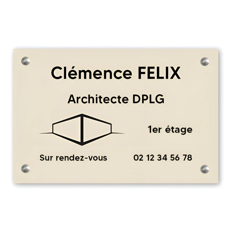 Plaque professionnelle personnalisée avec logo pour architecte,