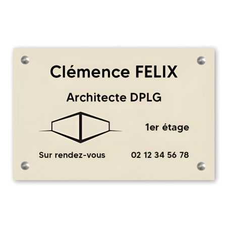 Plaque professionnelle personnalisée avec logo en PVC pour architecte, cabinet d'architecture - Format 30 cm x 20 cm