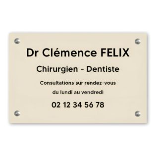 Plaque professionnelle personnalisée en PVC pour dentiste, chirurgien dentiste - 1 à 5 lignes de texte - Format 30 x 20 cm