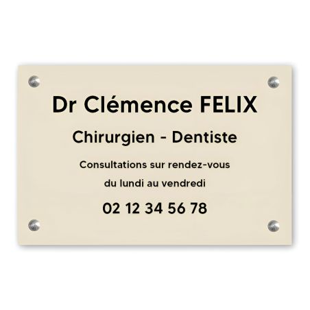 Plaque professionnelle personnalisée en PVC pour dentiste, chirurgien dentiste - 1 à 5 lignes de texte - Format 30 x 20 cm