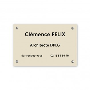 Plaque professionnelle personnalisée en PVC pour architecte, cabinet d'architecture - 1 à 5 lignes de texte - Format 30 x 20 cm