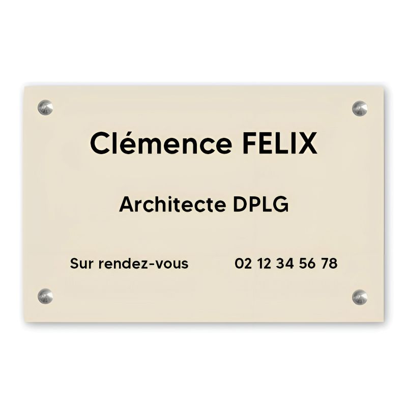 Plaque professionnelle personnalisable en PVC pour architecte,