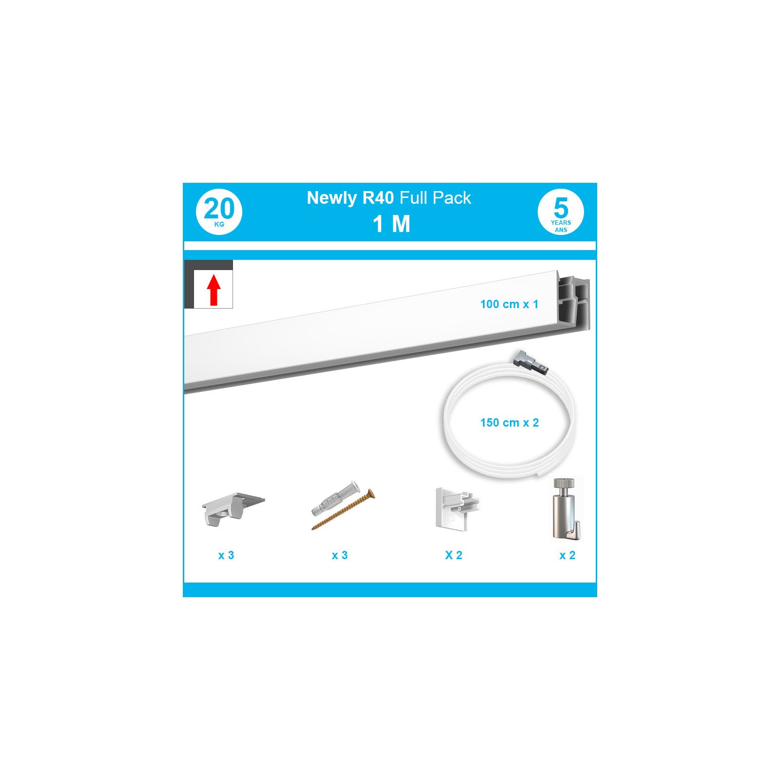 1 mètre : Pack complet cimaise Newly R40