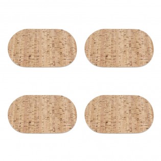 4 sets de table ovales en liège (30 cm x 20 cm) pour petit déjeuner - Art de la table