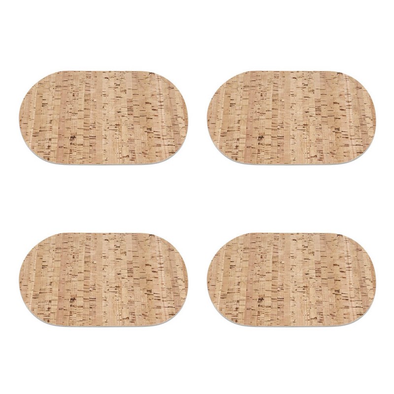 4 sets de table ovales en liège (30 cm x 20 cm) pour petit déjeuner - Art de la table