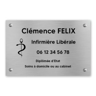 Plaque professionnelle personnalisée avec logo pour infirmière libérale - Plaque PVC - Format 30 cm x 20 cm