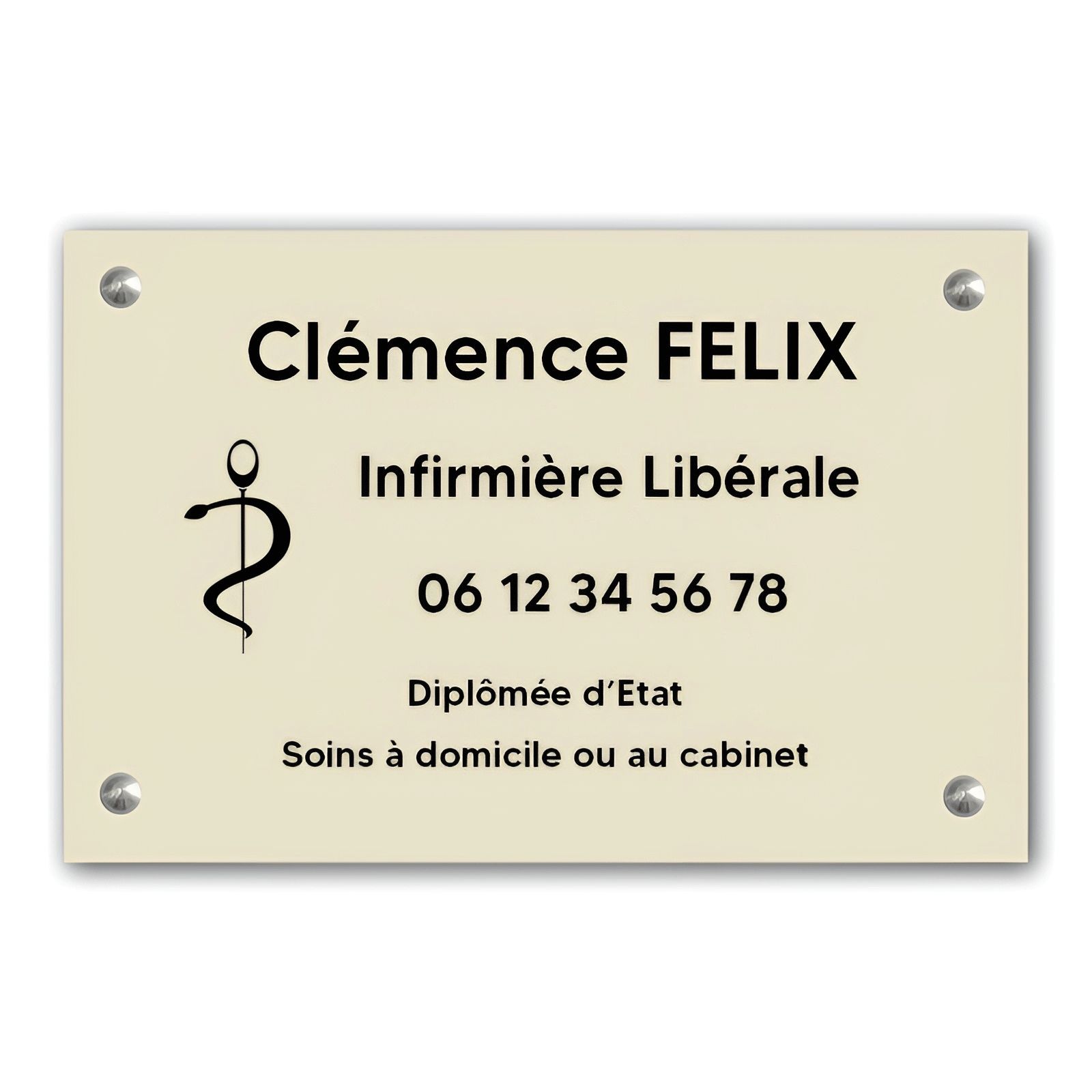 Plaque professionnelle personnalisée avec logo pour infirmière libérale - Plaque PVC - Format 30 cm x 20 cm
