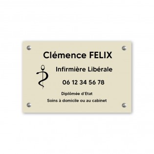 Plaque professionnelle personnalisée avec logo pour infirmière libérale - Plaque PVC - Format 30 cm x 20 cm