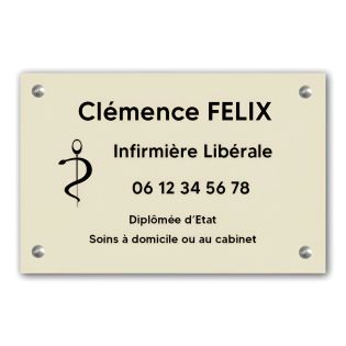 Plaque professionnelle personnalisée avec logo pour infirmière libérale - Plaque PVC - Format 30 cm x 20 cm