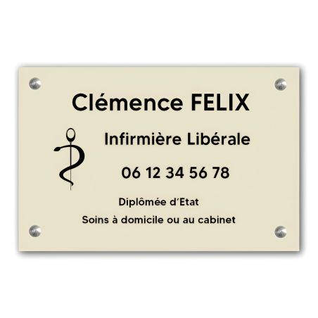 Plaque professionnelle personnalisée avec logo pour infirmière libérale - Plaque PVC - Format 30 cm x 20 cm