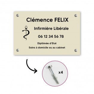 Plaque professionnelle personnalisée avec logo pour infirmière libérale - Plaque PVC - Format 30 cm x 20 cm