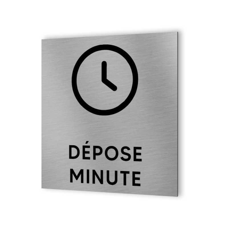 Pictogramme panneau signalétique format 20 cm x 20 cm en Dibond Aluminium brossé - Modèle Dépose minute parking
