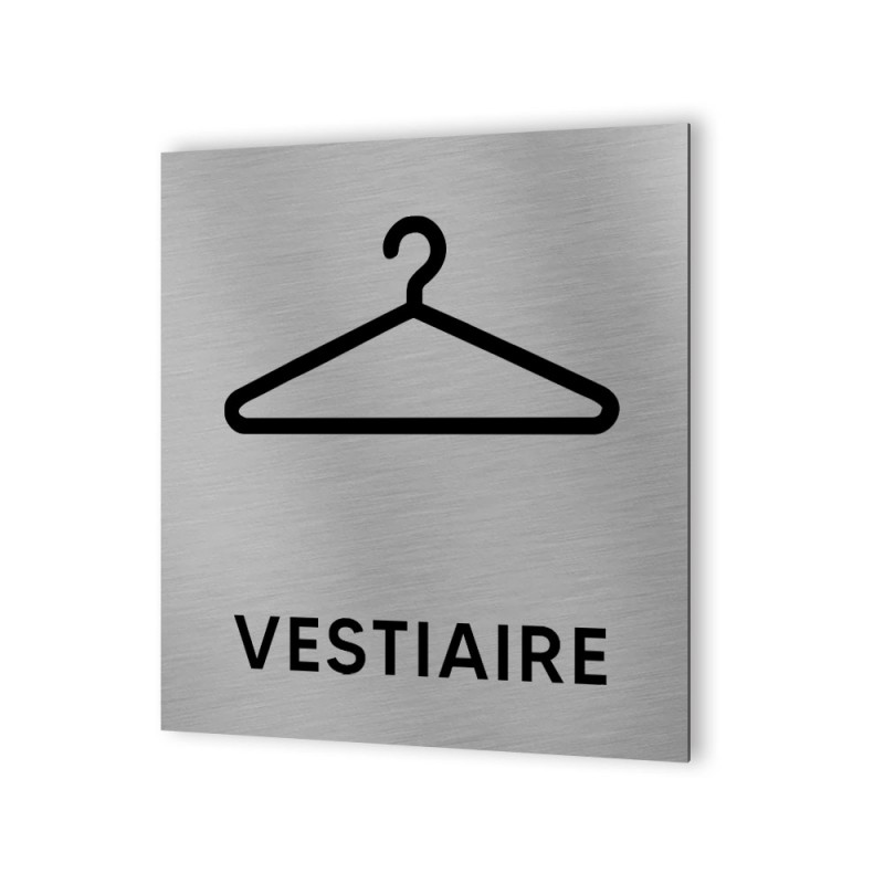 Pictogramme panneau signalétique format 20 cm x 20 cm en Dibond Aluminium brossé - Modèle Vestiaire