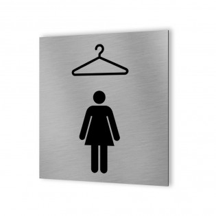 Pictogramme panneau signalétique format 20 cm x 20 cm en Dibond Aluminium brossé - Modèle Vestiaire Femme