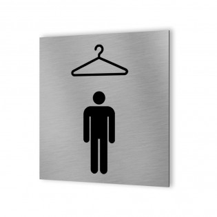 Pictogramme panneau signalétique format 20 cm x 20 cm en Dibond Aluminium brossé - Modèle Vestiaire Homme