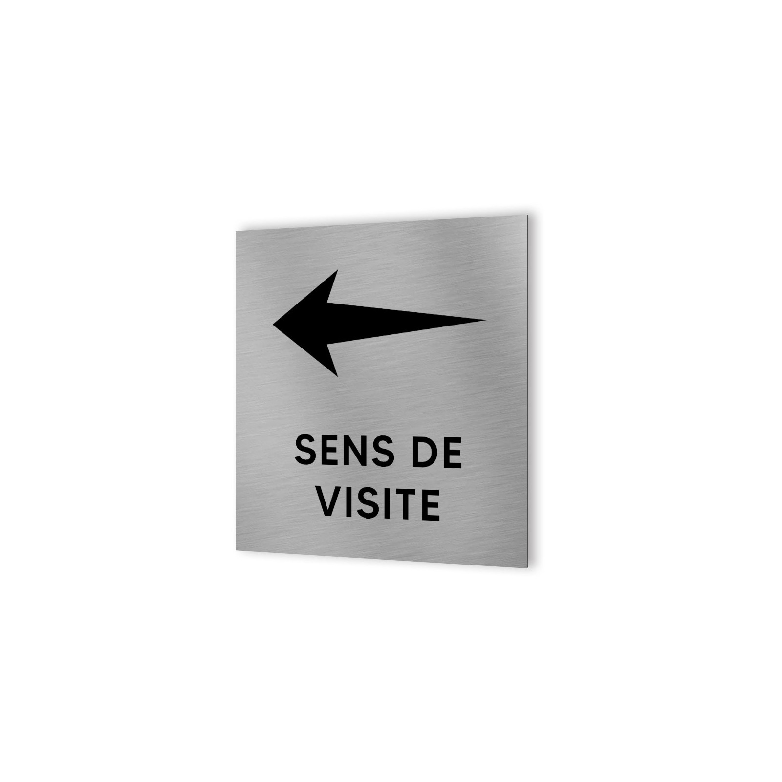 Pictogramme panneau directionnel format 20 cm x 20 cm en Dibond Aluminium brossé - Sens de visite flèche modèle tip