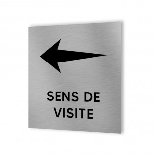 Pictogramme panneau directionnel format 20 cm x 20 cm en Dibond Aluminium brossé - Sens de visite flèche modèle tip